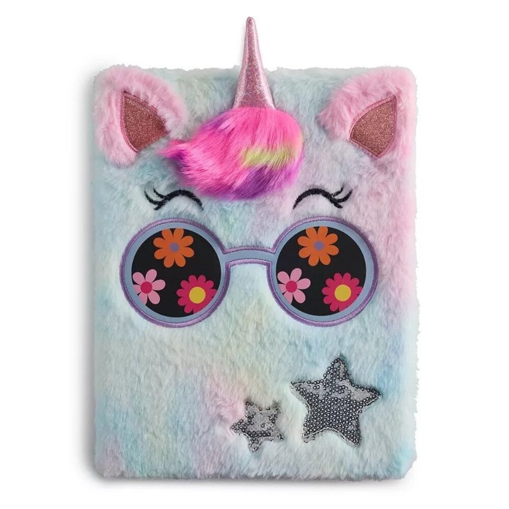 Simple Pleasures Fuzzy Sketchbook rainbow-colored unicorn ages 6 and up